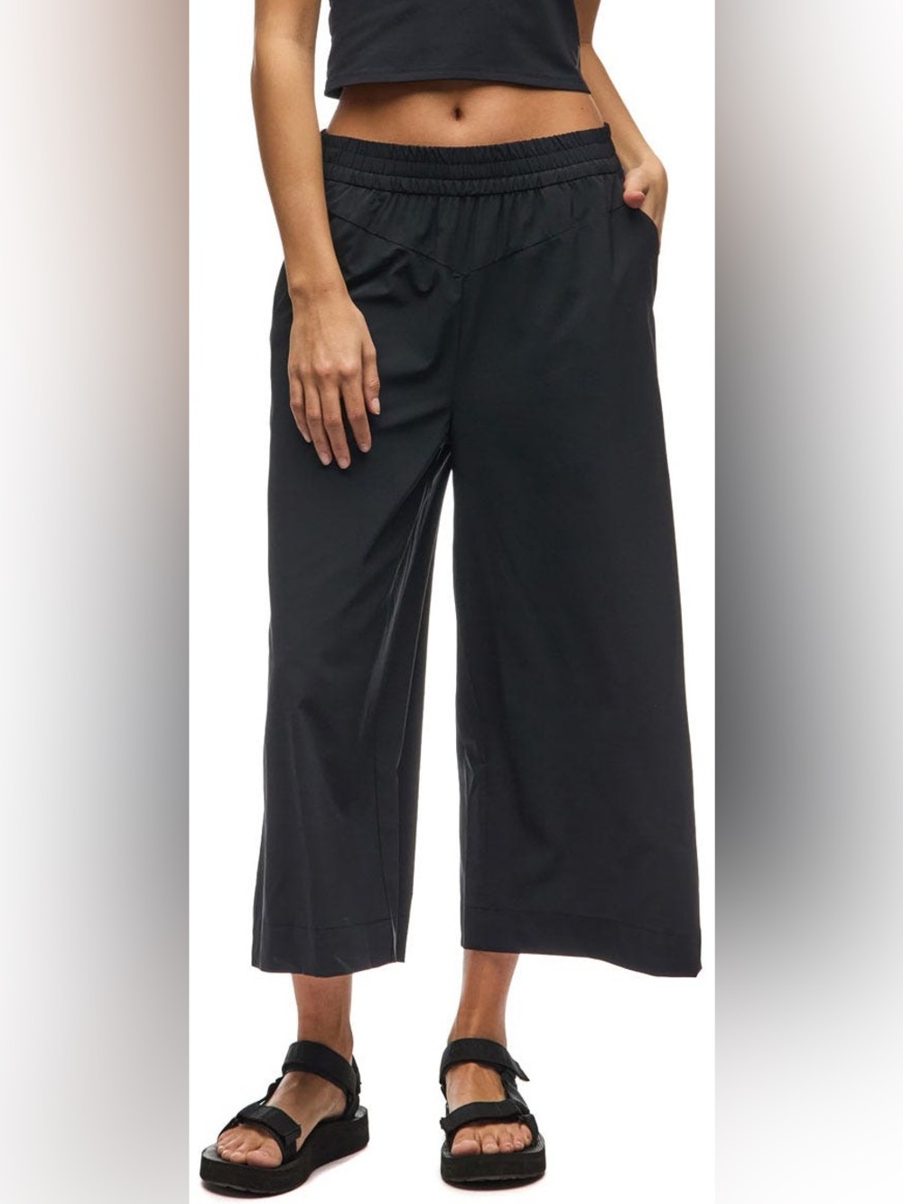 Indyeva Epesi III Pants Cropped Wide Leg Black Women's Size Small